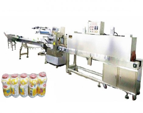 飲品乳制品圓瓶自動供料收縮包裝線